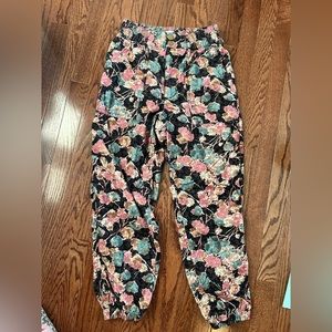 Anthropology corduroy jogger style floral pants